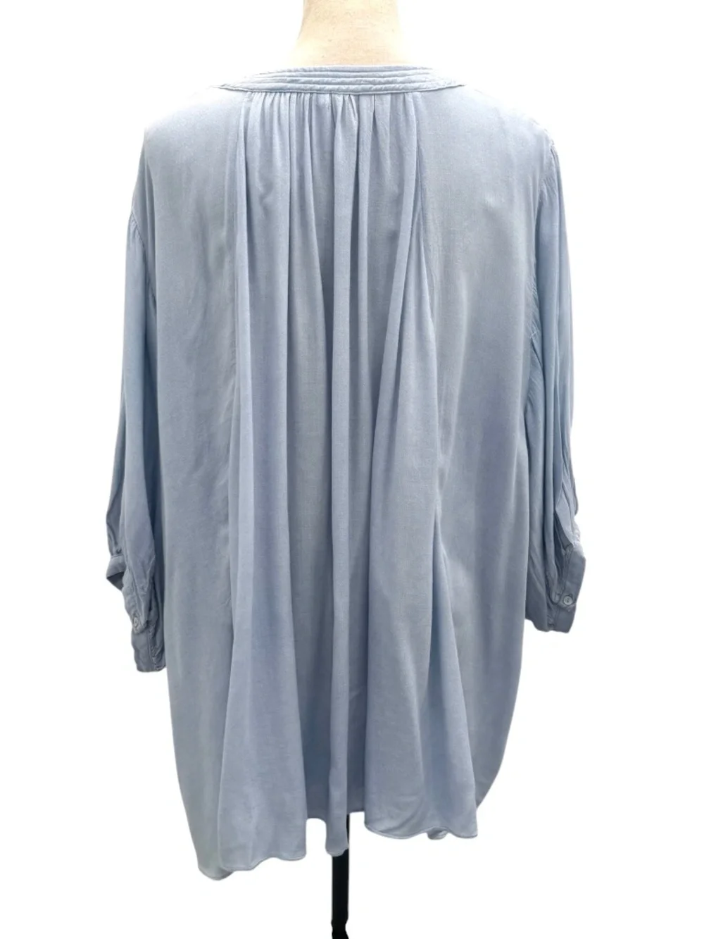 FREE PEOPLE CATCH ME IF YOU CAN LIGHT BLUE OVERSIZED SWING BOHO PEASANT BLOUSE
